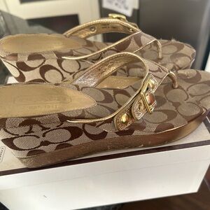 Coach gold sandals size 7